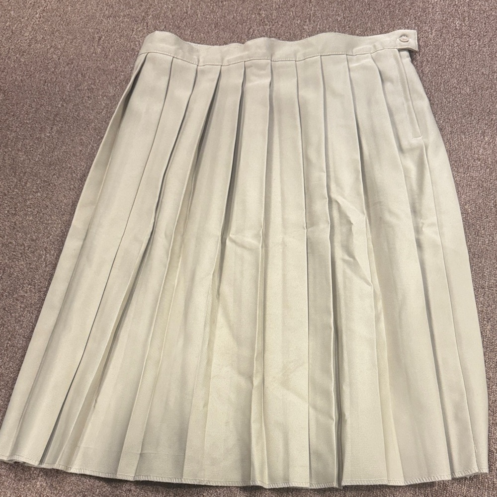 French Toast Light Cream Pleated Mini Skirt